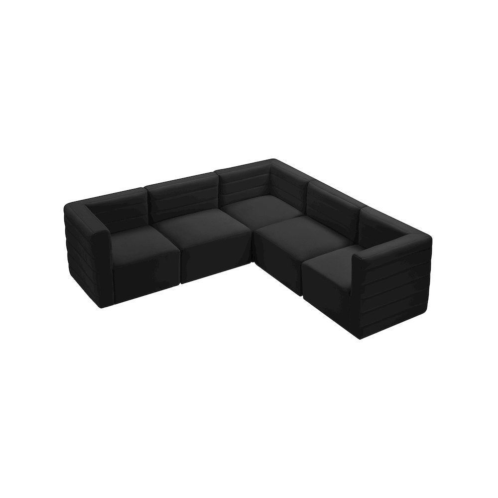 Quincy Black Velvet Modular Sectional