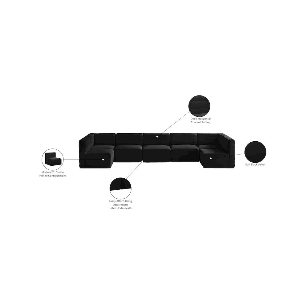 Quincy Black Velvet Modular Sectional