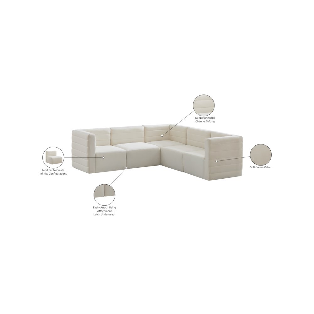 Quincy Cream Velvet Modular Sectional