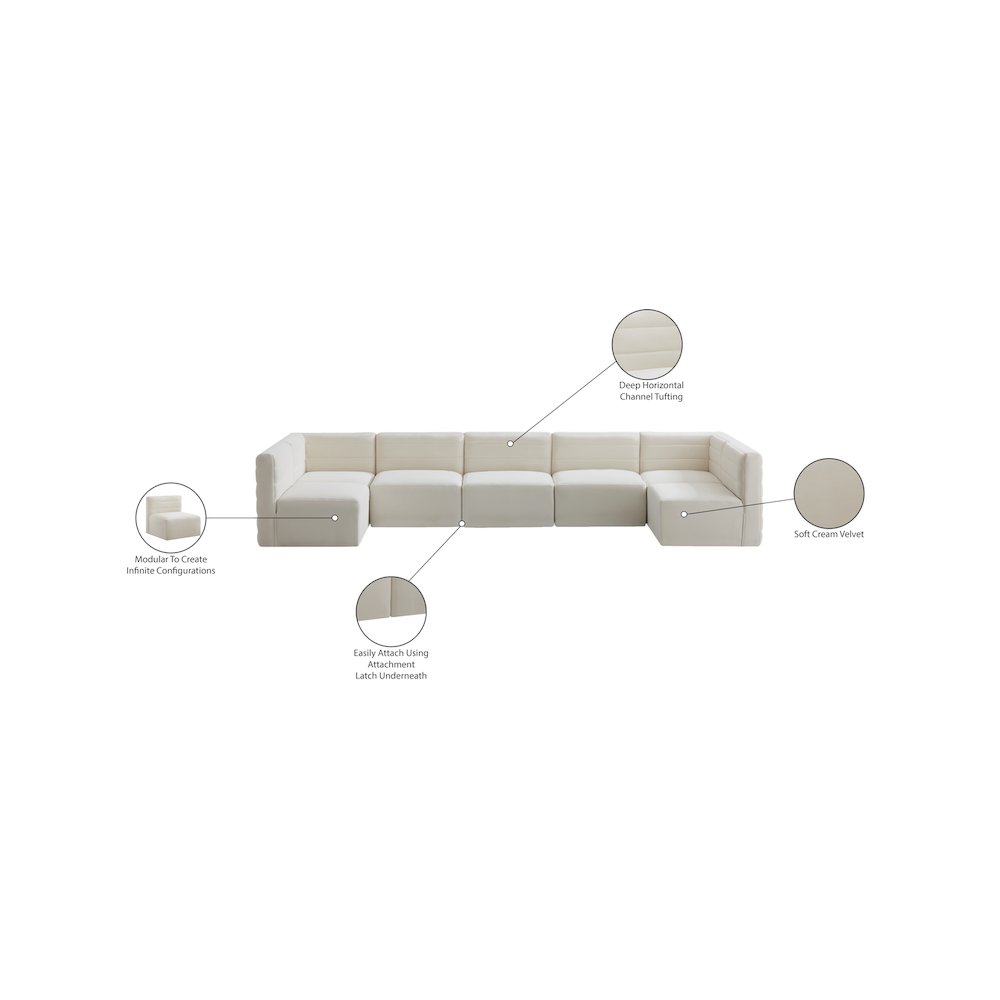 Quincy Cream Velvet Modular Sectional