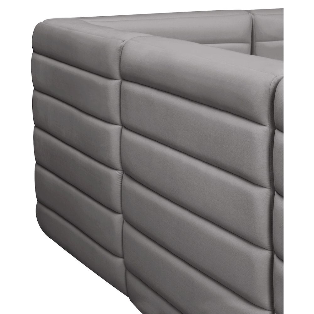 Quincy Grey Velvet Modular Armless Chair