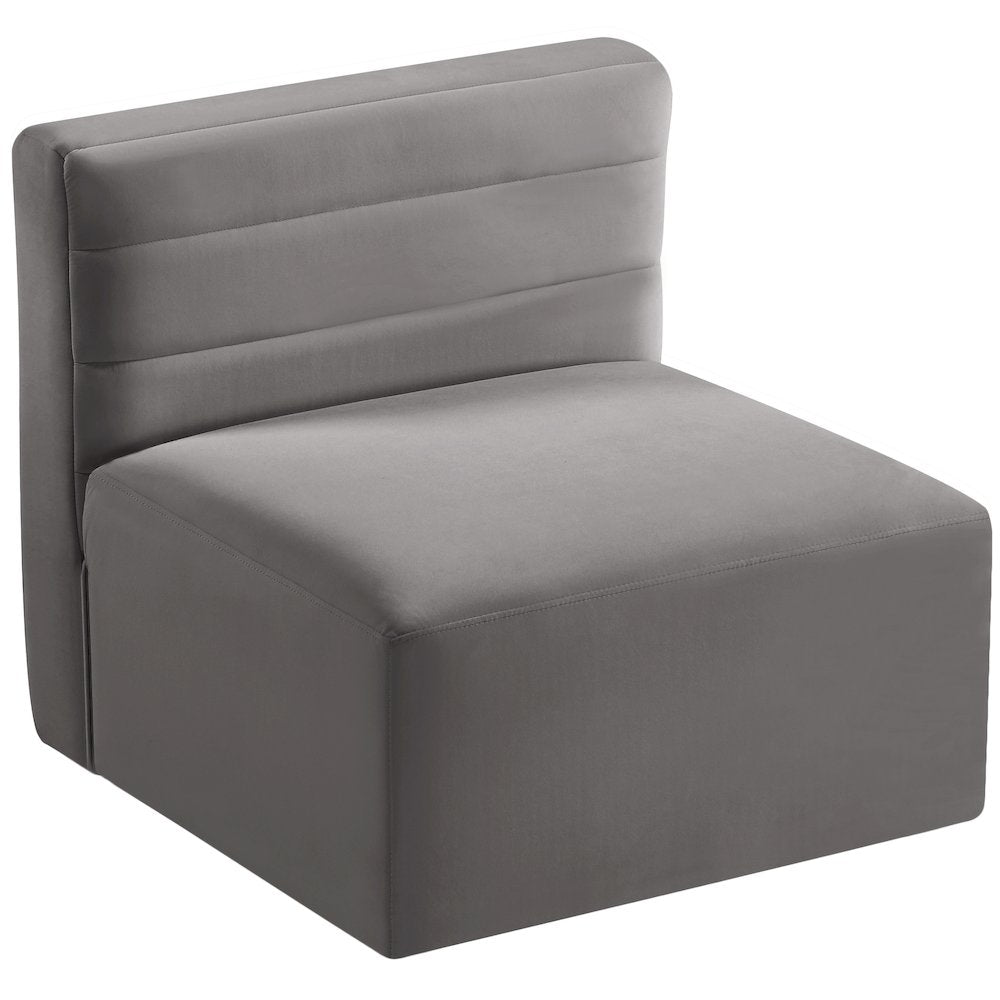 Quincy Grey Velvet Modular Armless Chair