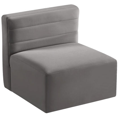 Quincy Grey Velvet Modular Armless Chair