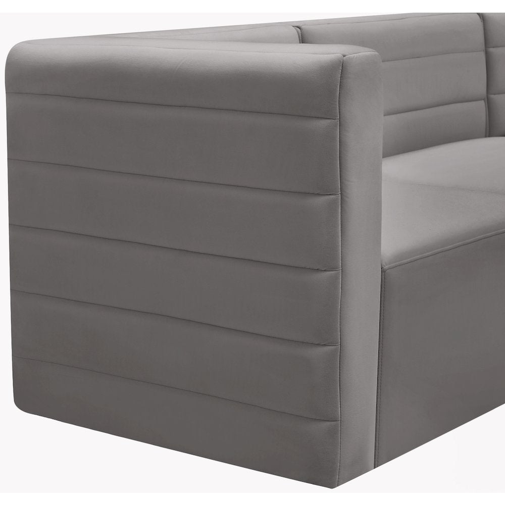 Quincy Grey Velvet Modular Armless Chair