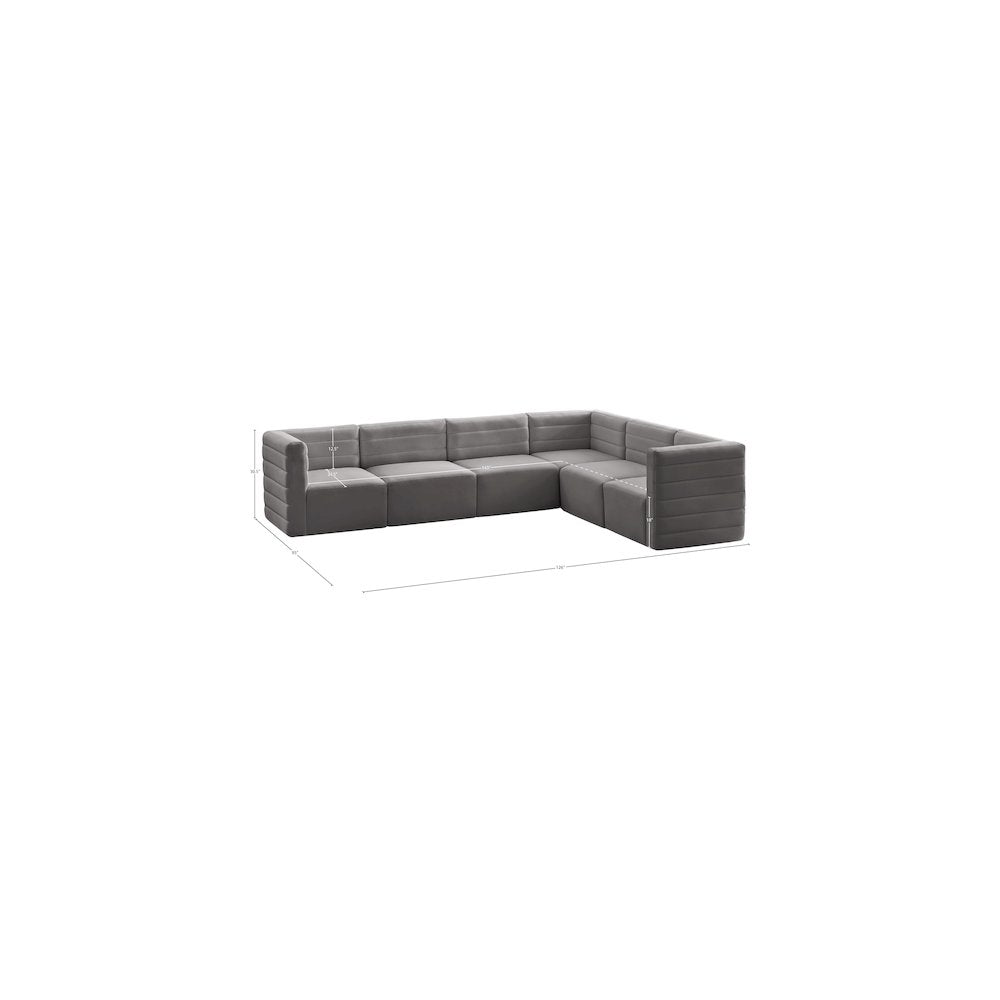 Quincy Grey Velvet Modular Sectional