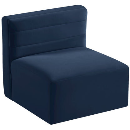 Quincy Navy Velvet Modular Armless Chair