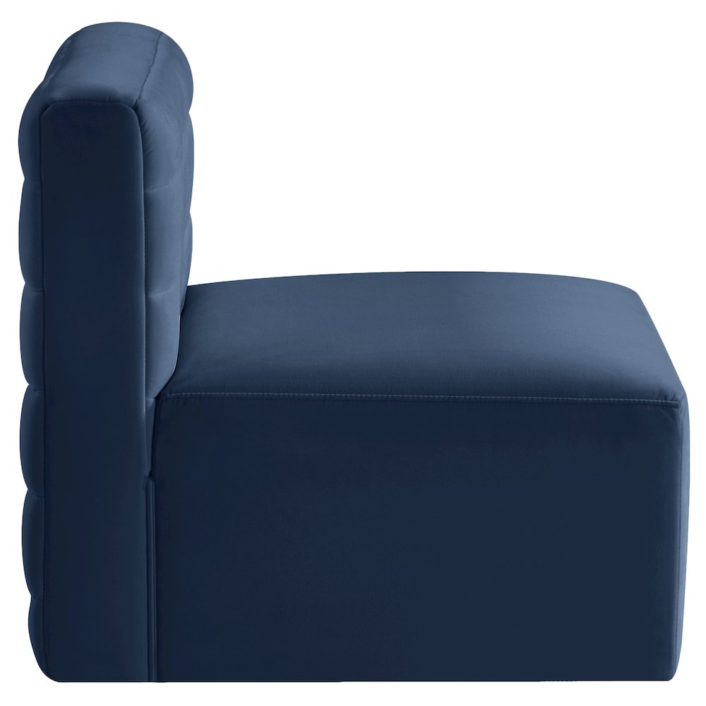 Quincy Navy Velvet Modular Armless Chair