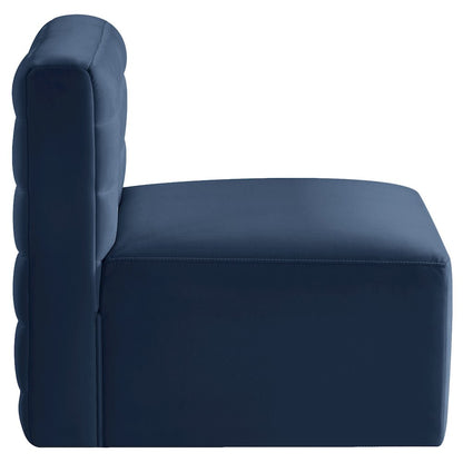 Quincy Navy Velvet Modular Armless Chair