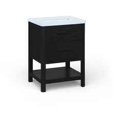 Oakwell 24" Black Engineered Stone And Solid Wood Bathroom Vanity