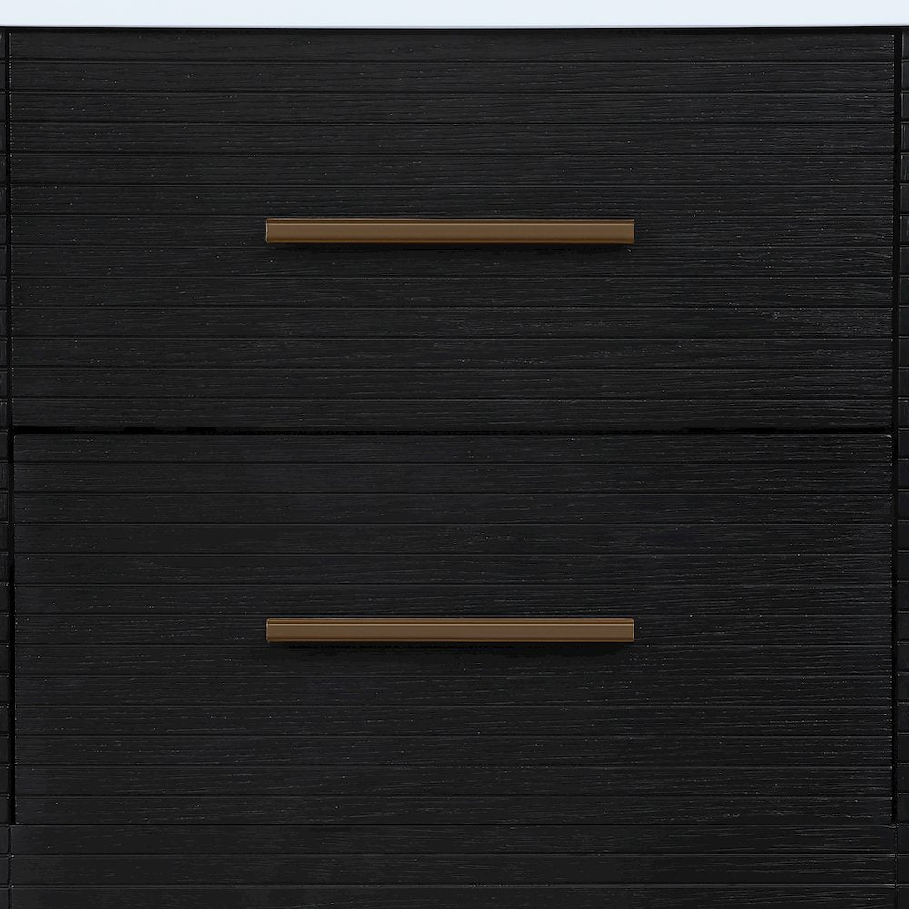 Oakwell 24" Black Engineered Stone And Solid Wood Bathroom Vanity