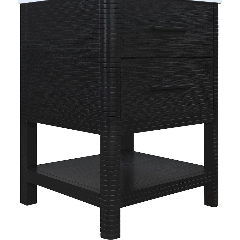 Oakwell 24" Black Engineered Stone And Solid Wood Bathroom Vanity
