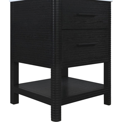 Oakwell 24" Black Engineered Stone And Solid Wood Bathroom Vanity