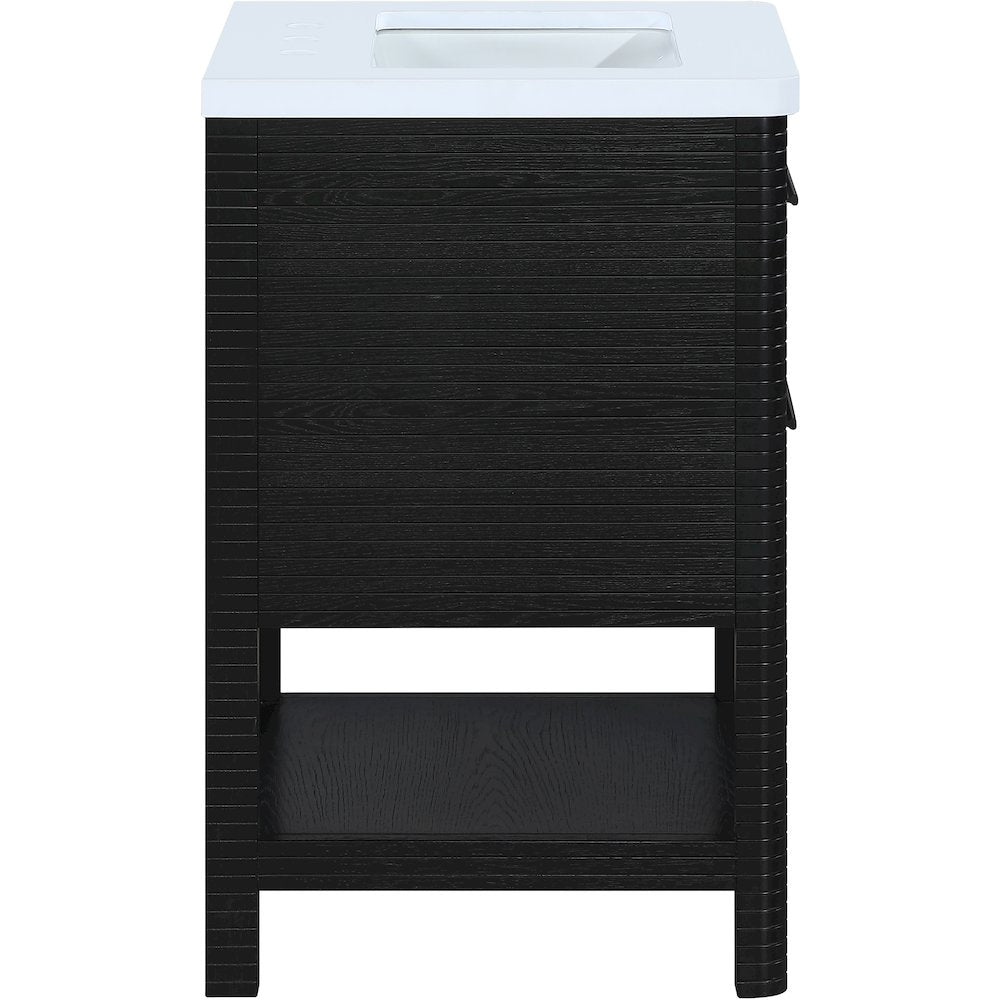 Oakwell 24" Black Engineered Stone And Solid Wood Bathroom Vanity
