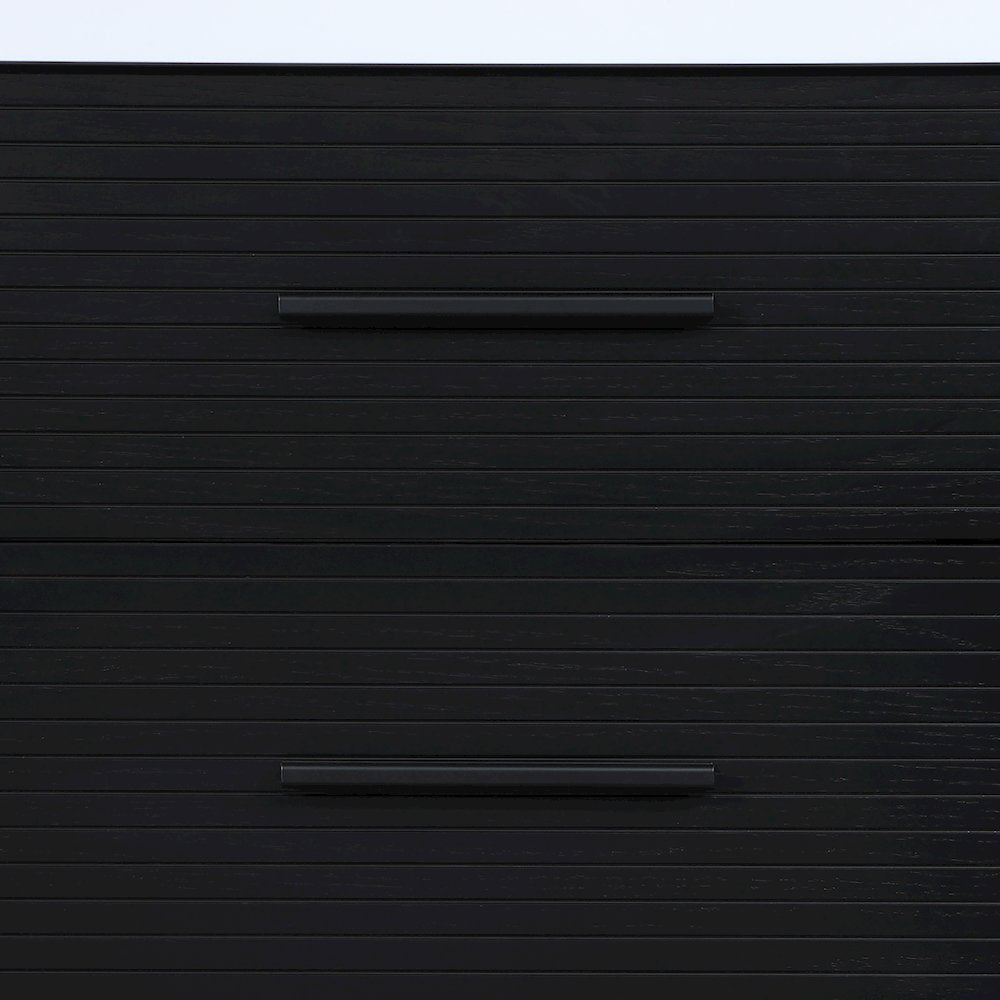 Oakwell 30" Black Engineered Stone And Solid Wood Bathroom Vanity