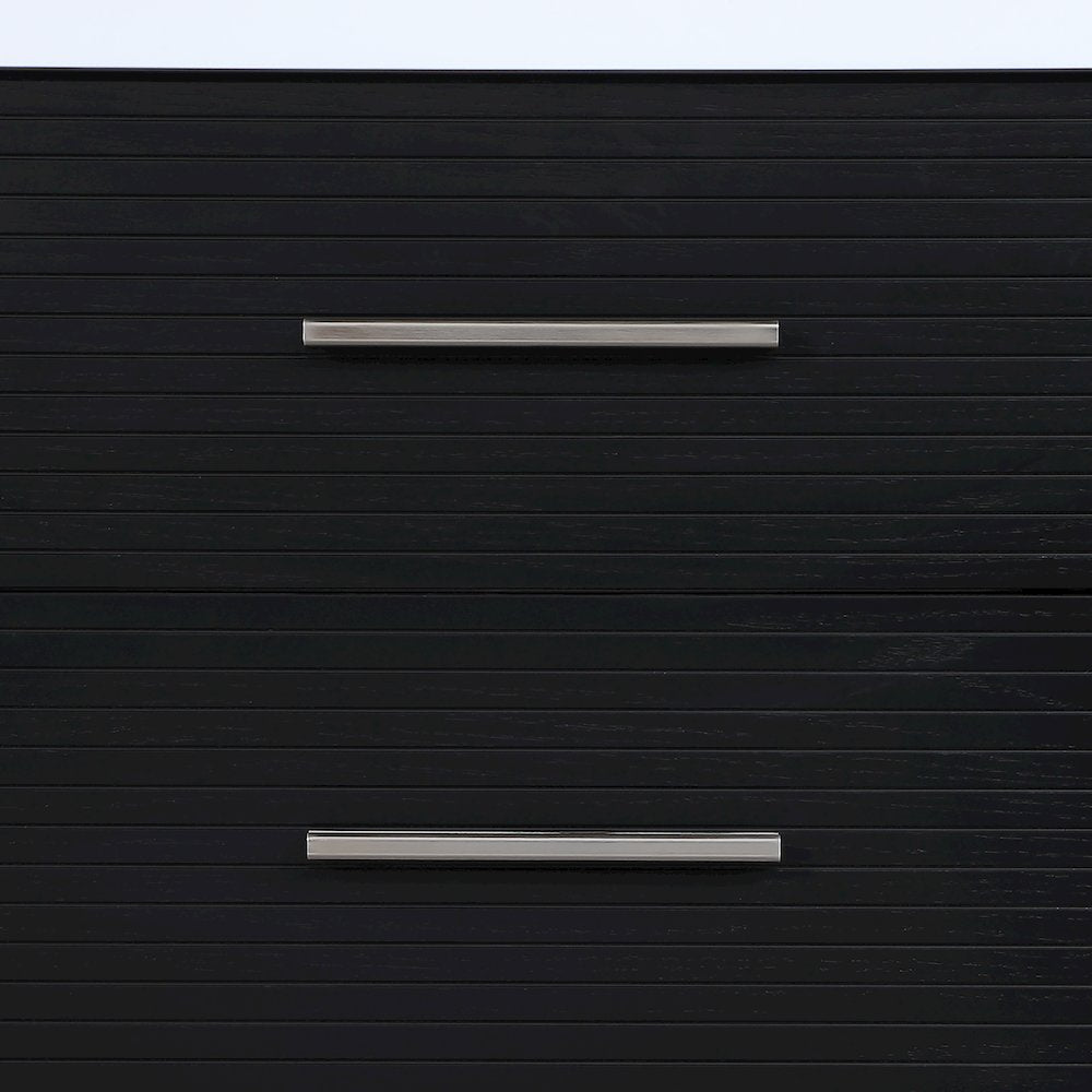 Oakwell 30" Black Engineered Stone And Solid Wood Bathroom Vanity
