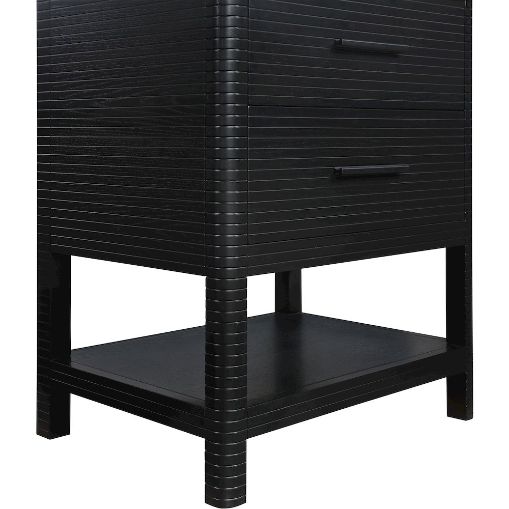 Oakwell 30" Black Engineered Stone And Solid Wood Bathroom Vanity