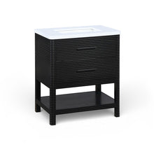 Oakwell 30" Black Engineered Stone And Solid Wood Bathroom Vanity