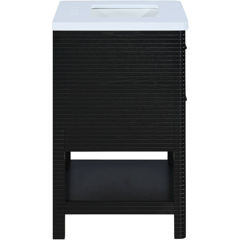 Oakwell 30" Black Engineered Stone And Solid Wood Bathroom Vanity