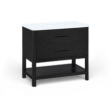Oakwell 36" Black Engineered Stone And Solid Wood Bathroom Vanity