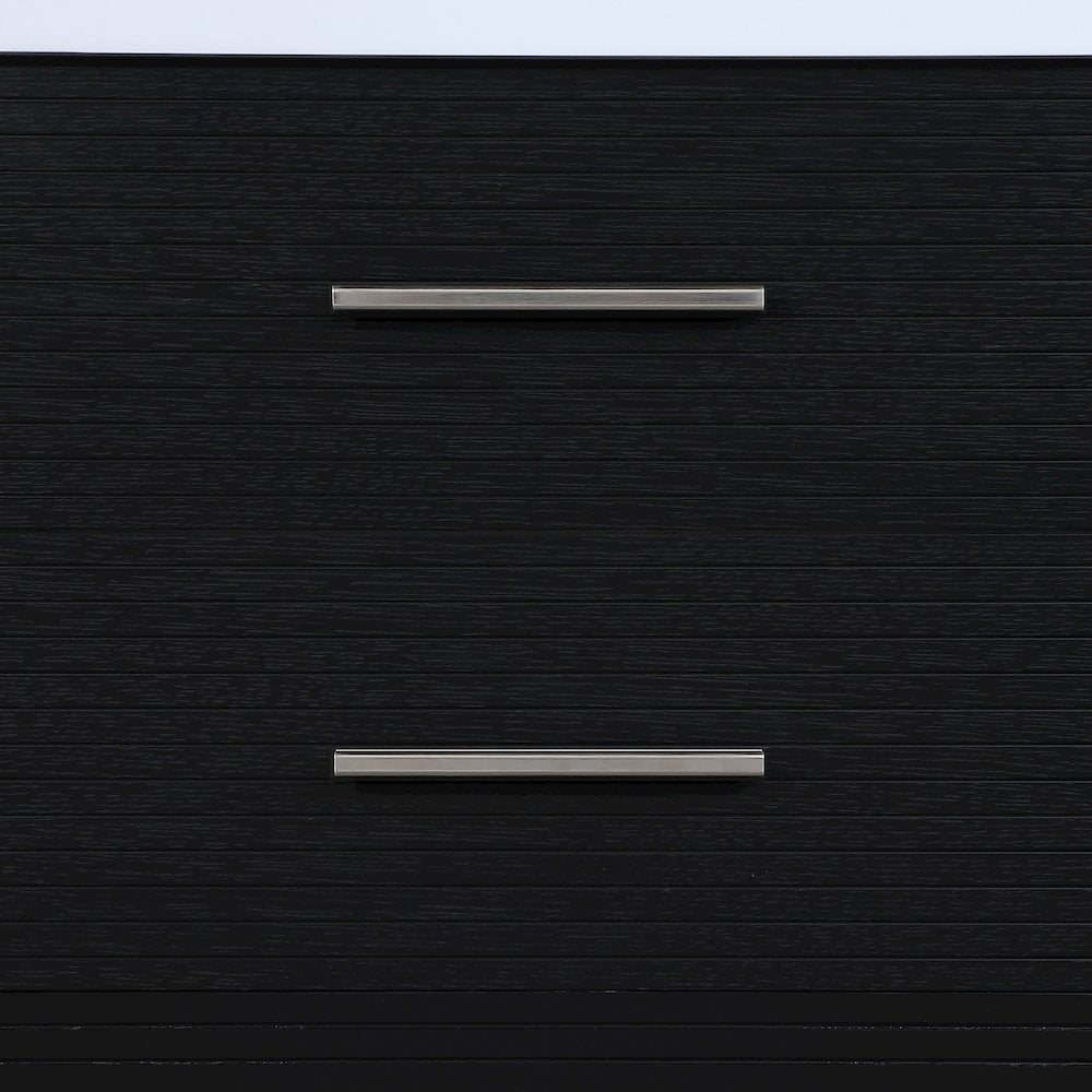 Oakwell 36" Black Engineered Stone And Solid Wood Bathroom Vanity