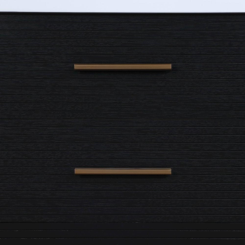 Oakwell 36" Black Engineered Stone And Solid Wood Bathroom Vanity