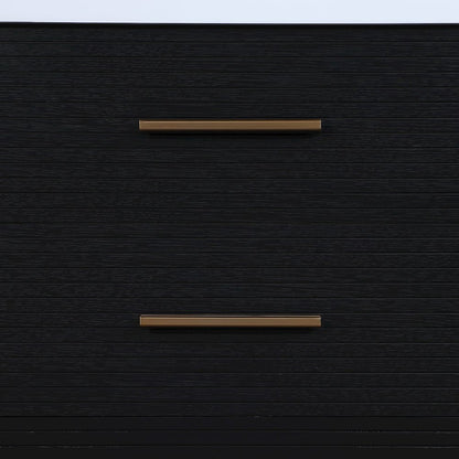 Oakwell 36" Black Engineered Stone And Solid Wood Bathroom Vanity