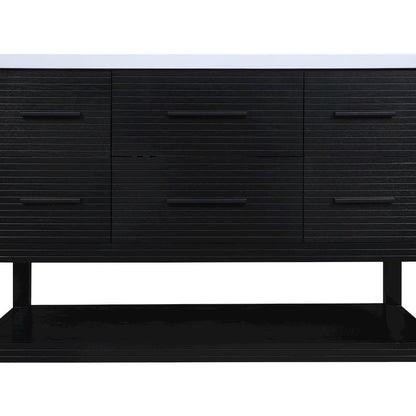 Oakwell 48" Black Engineered Stone And Solid Wood Bathroom Vanity