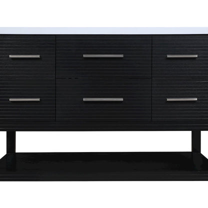 Oakwell 48" Black Engineered Stone And Solid Wood Bathroom Vanity