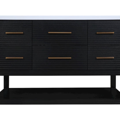 Oakwell 48" Black Engineered Stone And Solid Wood Bathroom Vanity