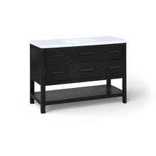 Oakwell 48" Black Engineered Stone And Solid Wood Bathroom Vanity