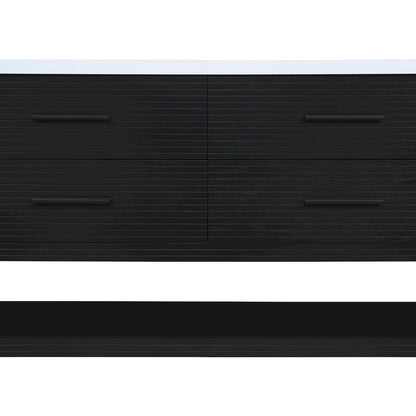 Oakwell 60" Black Engineered Stone And Solid Wood Bathroom Vanity