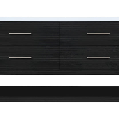 Oakwell 60" Black Engineered Stone And Solid Wood Bathroom Vanity