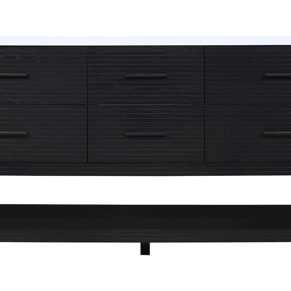 Oakwell 72" Black Engineered Stone And Solid Wood Bathroom Vanity