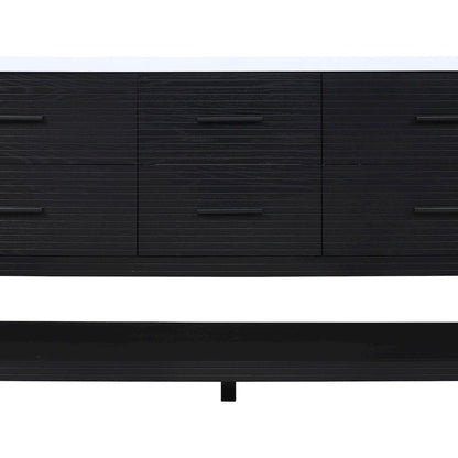 Oakwell 72" Black Engineered Stone And Solid Wood Bathroom Vanity