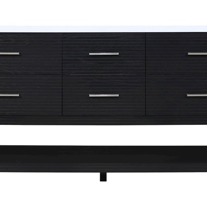 Oakwell 72" Black Engineered Stone And Solid Wood Bathroom Vanity
