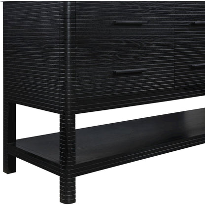Oakwell 72" Black Engineered Stone And Solid Wood Bathroom Vanity