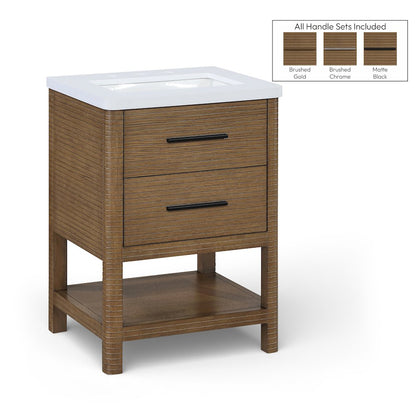 Oakwell 24" Brown Engineered Stone And Solid Wood Bathroom Vanity