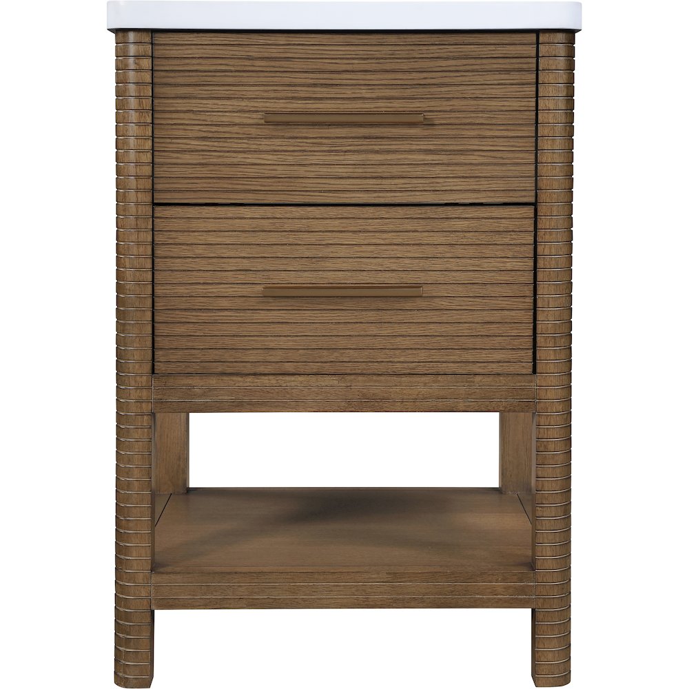 Oakwell 24" Brown Engineered Stone And Solid Wood Bathroom Vanity