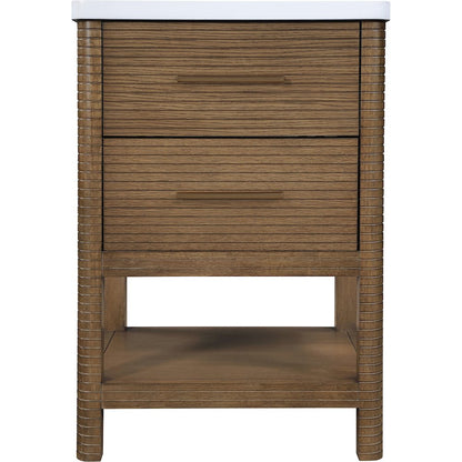 Oakwell 24" Brown Engineered Stone And Solid Wood Bathroom Vanity
