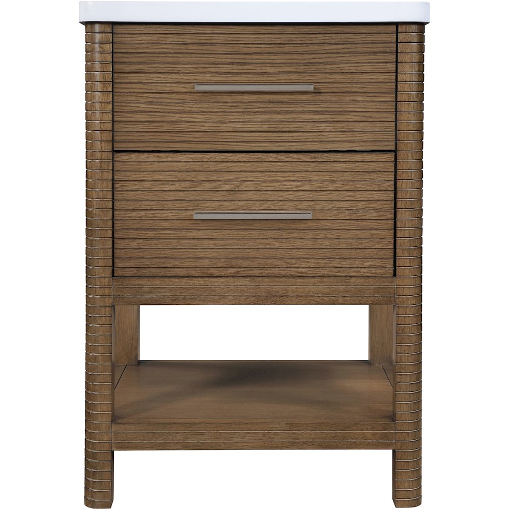 Oakwell 24" Brown Engineered Stone And Solid Wood Bathroom Vanity