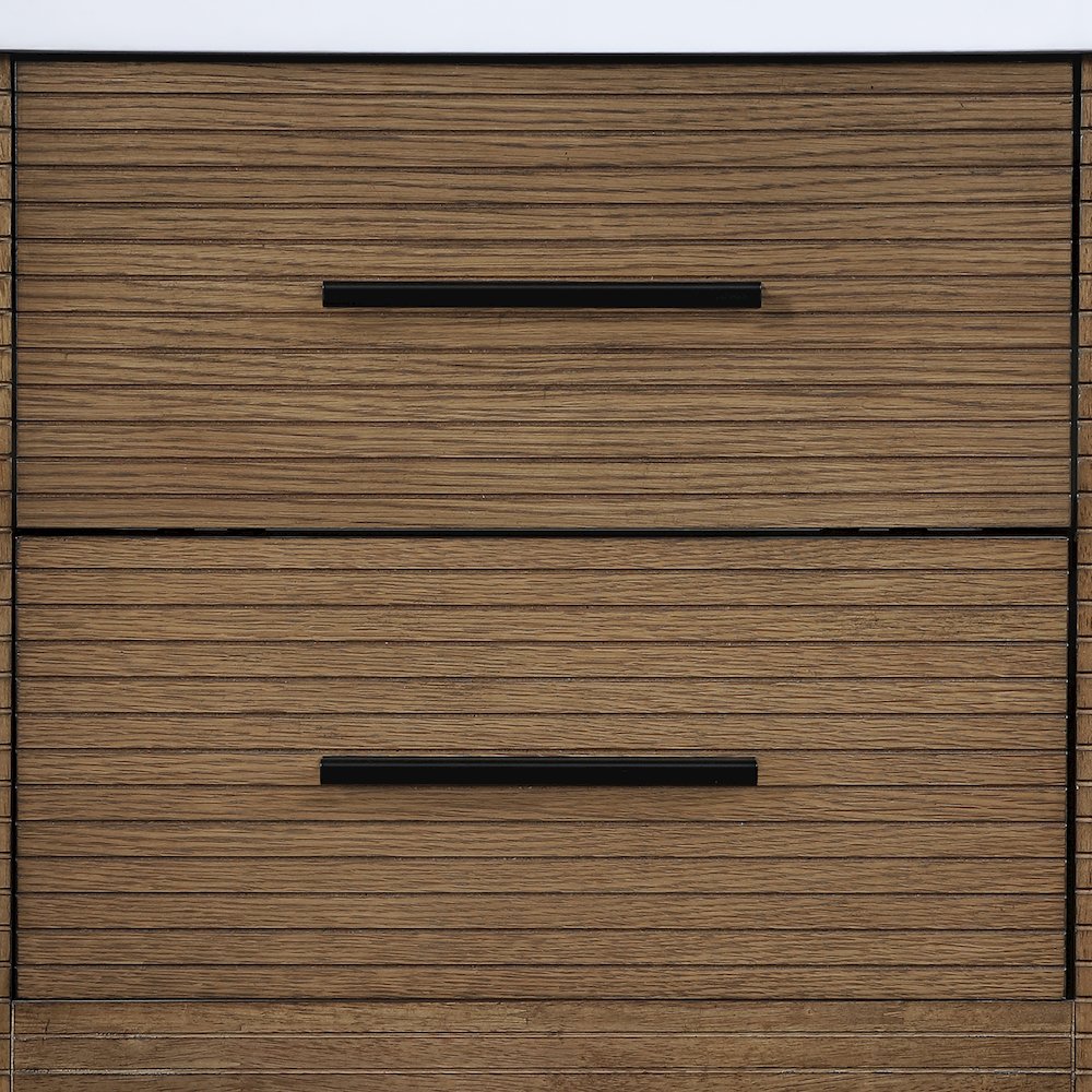 Oakwell 24" Brown Engineered Stone And Solid Wood Bathroom Vanity