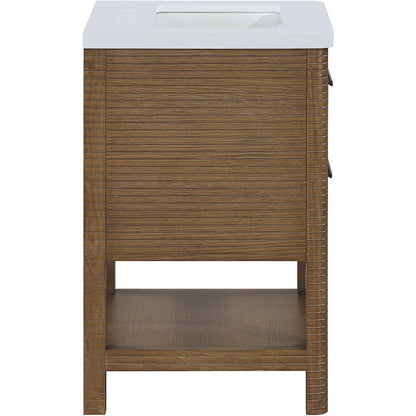 Oakwell 24" Brown Engineered Stone And Solid Wood Bathroom Vanity