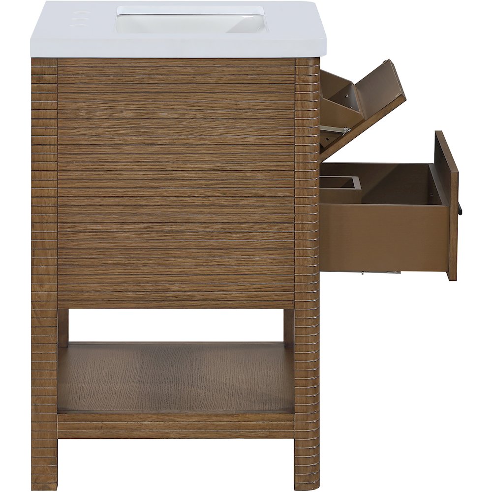 Oakwell 24" Brown Engineered Stone And Solid Wood Bathroom Vanity