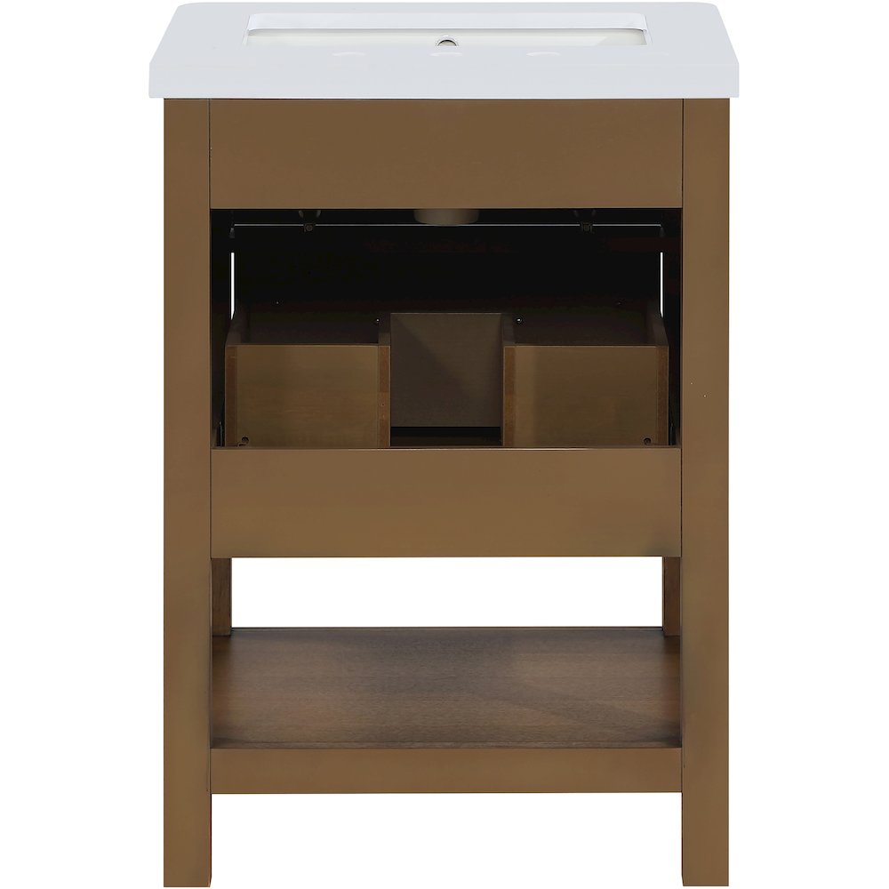 Oakwell 24" Brown Engineered Stone And Solid Wood Bathroom Vanity