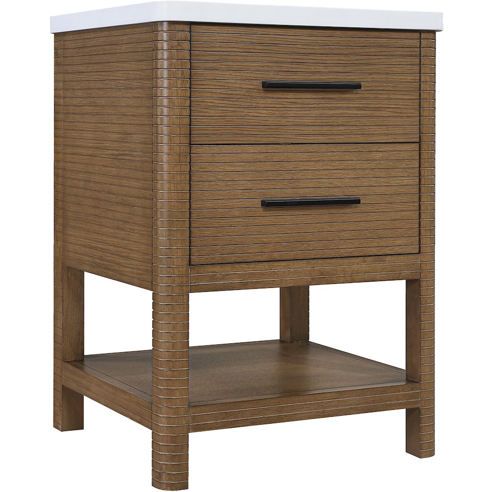Oakwell 24" Brown Engineered Stone And Solid Wood Bathroom Vanity