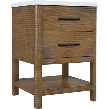 Oakwell 24" Brown Engineered Stone And Solid Wood Bathroom Vanity