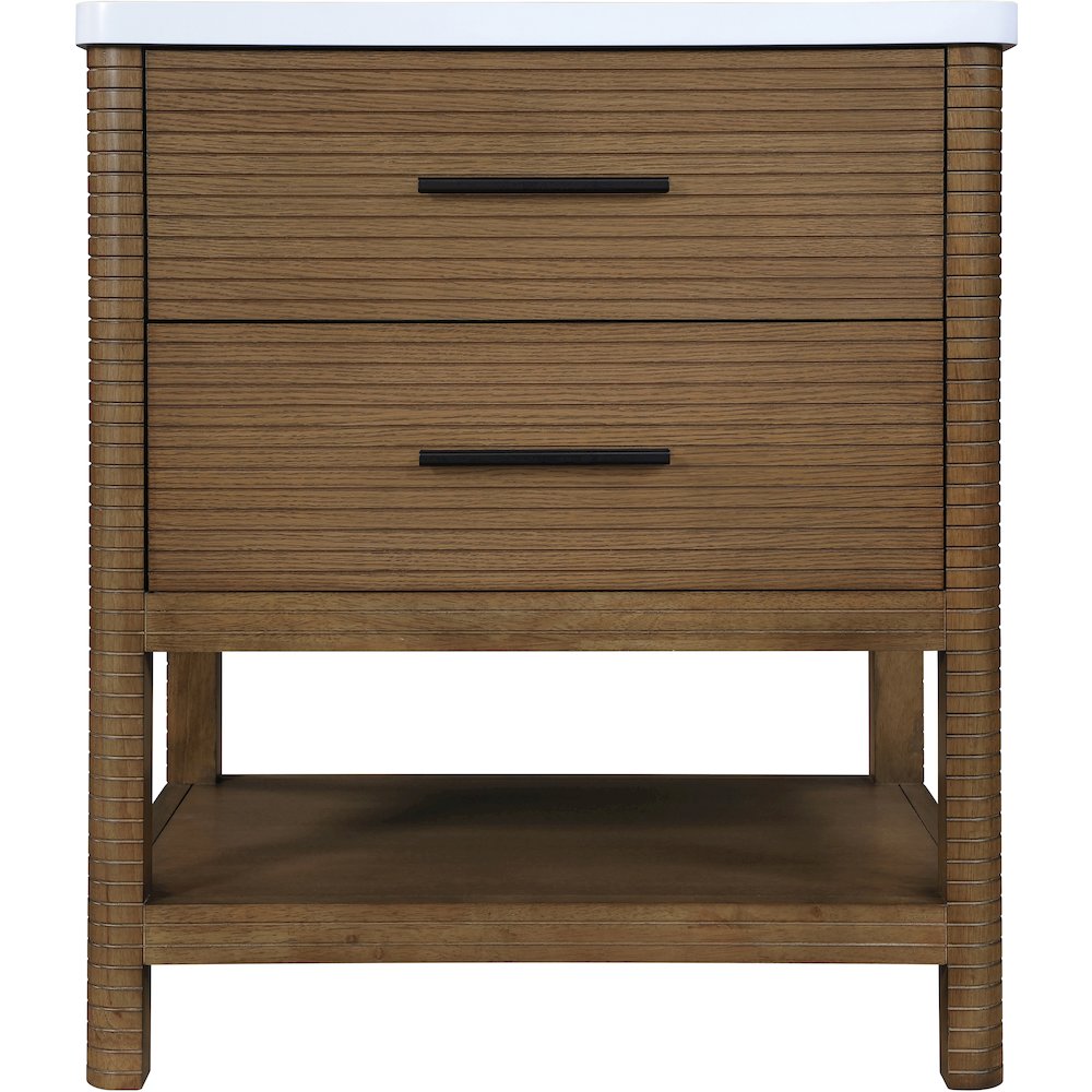Oakwell 30" Brown Engineered Stone And Solid Wood Bathroom Vanity