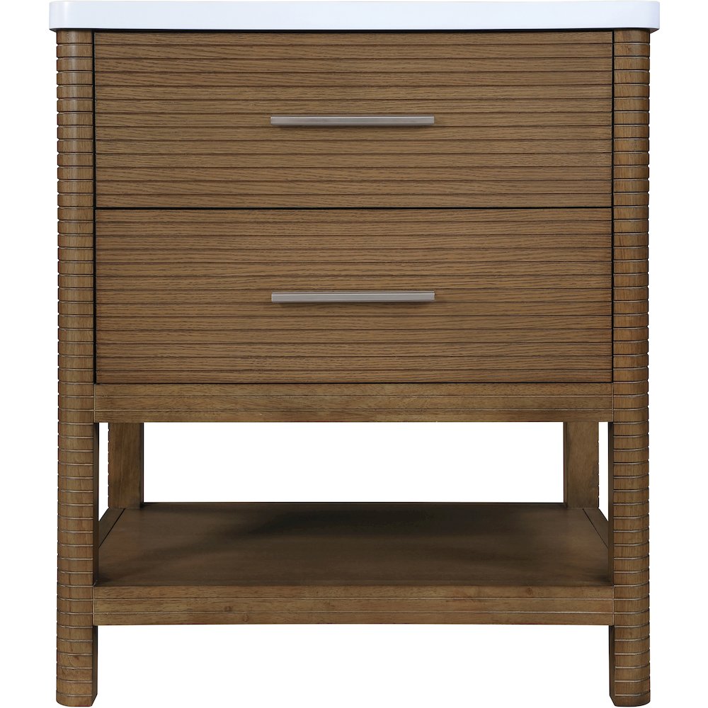 Oakwell 30" Brown Engineered Stone And Solid Wood Bathroom Vanity