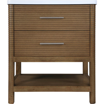 Oakwell 30" Brown Engineered Stone And Solid Wood Bathroom Vanity