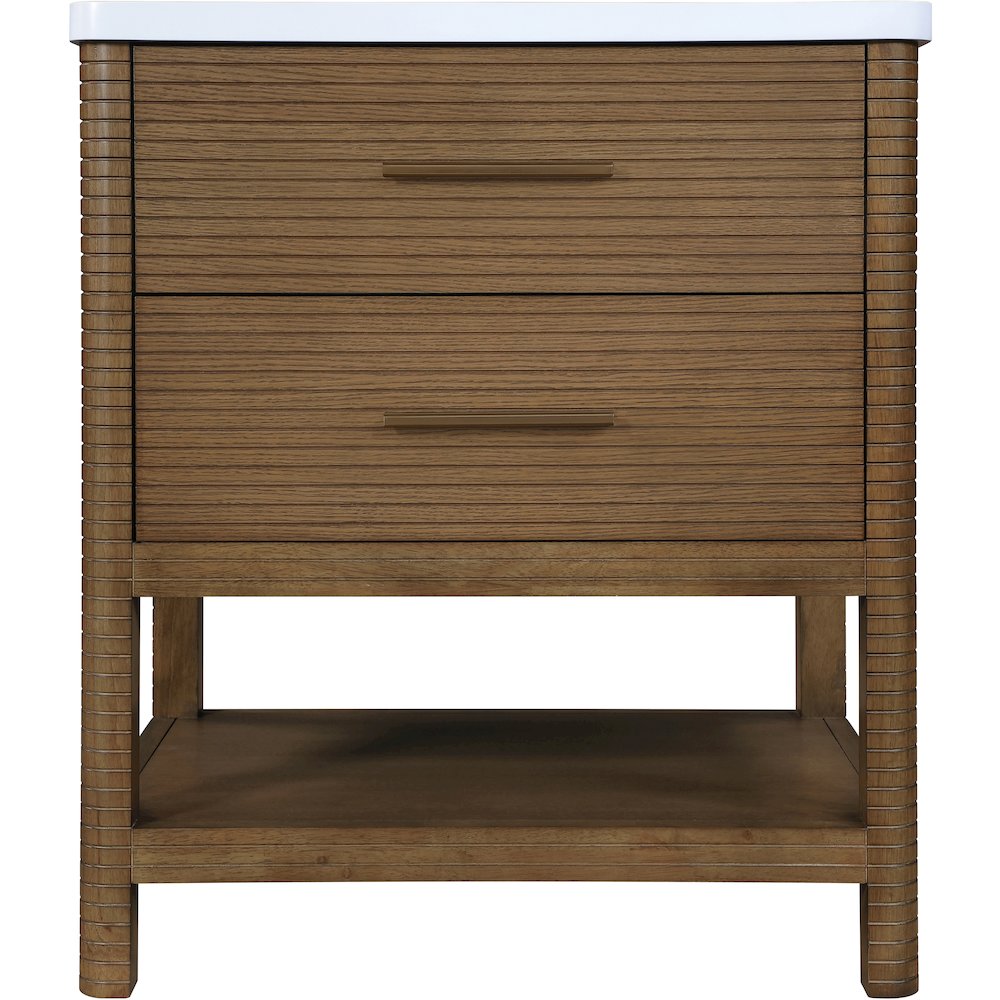 Oakwell 30" Brown Engineered Stone And Solid Wood Bathroom Vanity